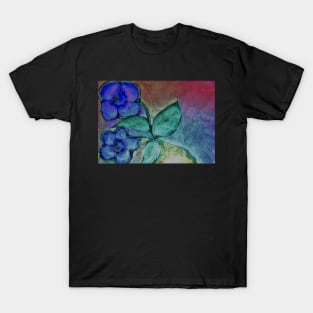 METALLIC FLORAL DESIGN GLITTER PEARL SHIMMER PICTURE T-Shirt